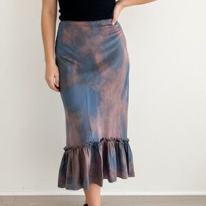 Vintage 90s OE Ombre Fishtail Midi Skirt Small